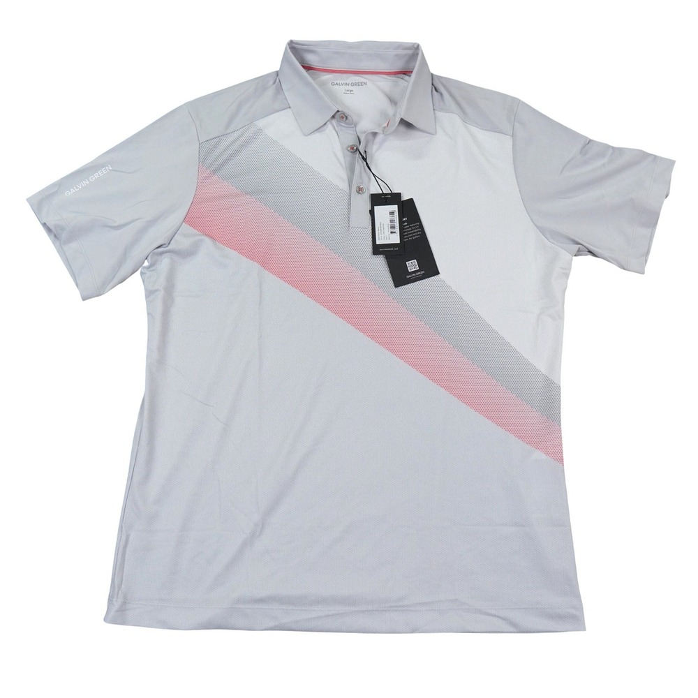Galvin Green Macoy Golf Polo Mens Large Grey Coral Ventil8 Plus Logo Sport NEW